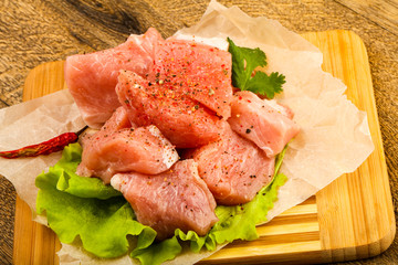 Raw pork pieces