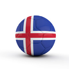Obraz premium Iceland flag soccer football against a plain white background. 3D Rendering