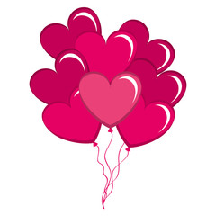 balloons air with heart shape vector illustration design