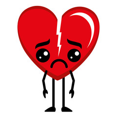 Obraz premium heart love broken kawaii character vector illustration design