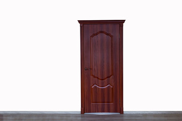wooden door isolated against white