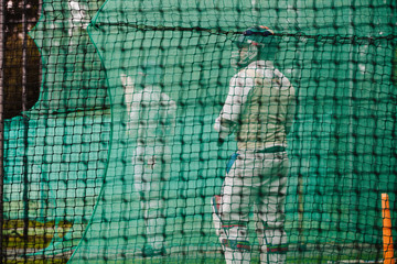 Batting practice during a cricket warm up