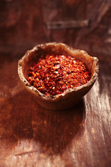 Traditional  harissa spice mix - morrocan red hot chilles mixed