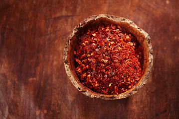 Traditional  harissa spice mix - morrocan red hot chilles mixed