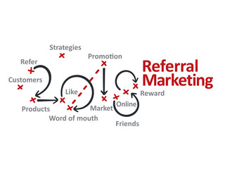 Referral Marketing 2018 red marks white background vector
