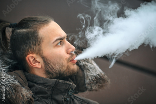 Vape Man Portrait Of A Handsome Young White Guy With Modern