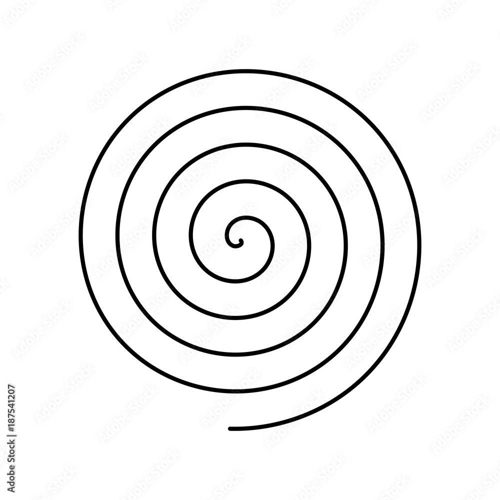 Poster thin black spiral symbol. simple flat vector design element.