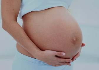 Pregnant woman smiling