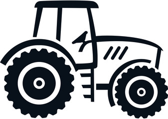 Farmer tractor drawn white - obrazy, fototapety, plakaty