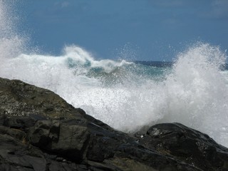 Wave splash on a rocky shore, Canary Islands