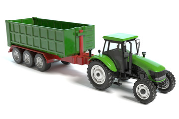 3d illustration of a Farming Tractor and Trailer