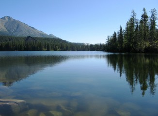 Reflection in the Strbske Pleso lake, Slovakia