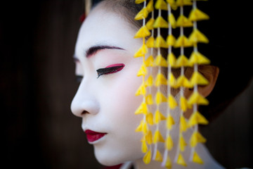 Portrait of woman dressed as geisha in Kyoto, Japan