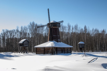 Beautiful mill in the snow