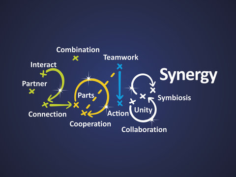 Synergy 2018 blue background vector