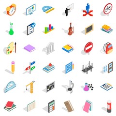 Backpack icons set, isometric style