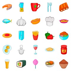 Have supper icons set, cartoon style