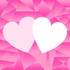 Valentine's Day background with heart. Valentine Day. Vector greeting card on Polygonal style. 
