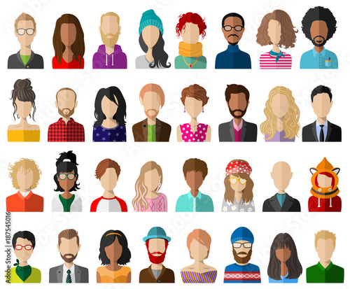 "People avatar flat vector set isolated" Stock image and ...