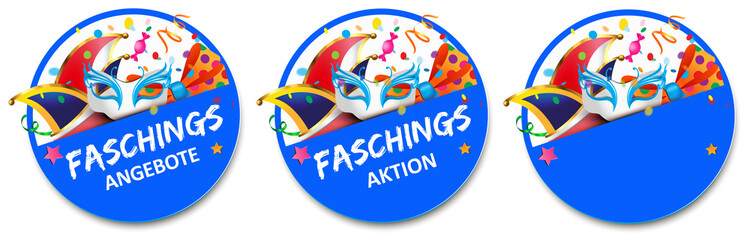 Angebote, Aktion Fasching Button Set mit Fasching Accessoires und Textfreiraum