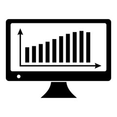 Graph on the monitor icon, simple style.