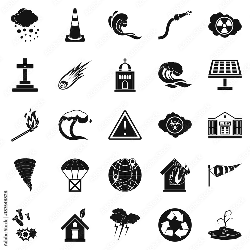 Poster complaint icons set, simple style