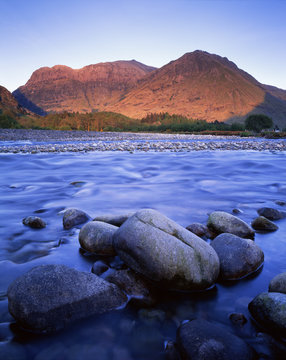 River Coe at dusk, Scottish Highlands
