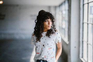 Playful Girl in Parking Garage