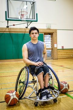 Wheelchair Basketball Athlete in Practice