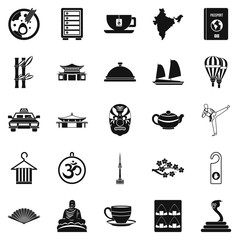Dish icons set, simple style