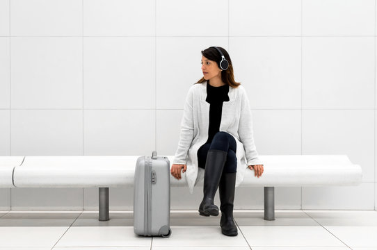 Woman waiting for flight