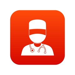 Doctor with mask icon digital red