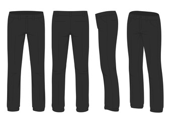 vector illustration of a men fashion, suit uniform, back side view of pants