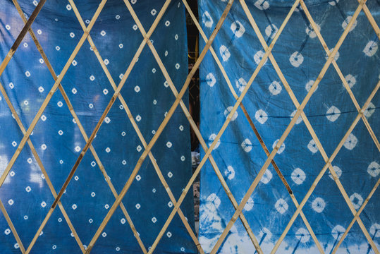 Shibori indigo fabric
