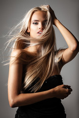 Naklejka premium flying hair on grey