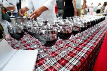   Wine glasses with wine