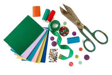 sewing accessories isolated on white