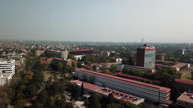 Aerial shot of the main campus of UNAM, Mexico