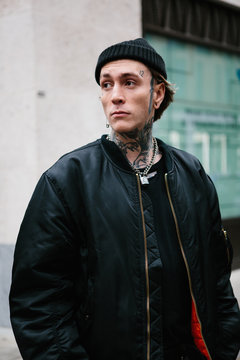 Gothic punk man with tattoos