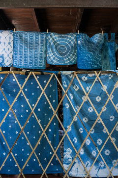 Shibori indigo fabric