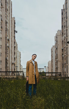 Portrait of young hip adoslecent guy /skinhead/punk/skate subculture.