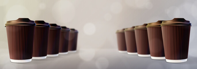 Coffee Ripple Cups Bokeh Gray Background