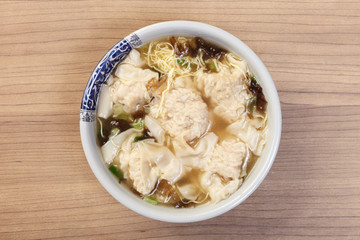 The big pork wonton soup- A popular Taiwan food  