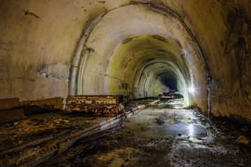 Old abandoned flooded drainage tunnel
