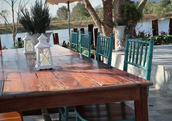 Table and chairs in coffee shop