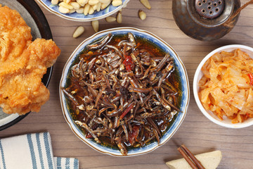 Sardines in tea oil with red pepper and fermented soya beans - A popular and delicious Taiwanese food appetizer.