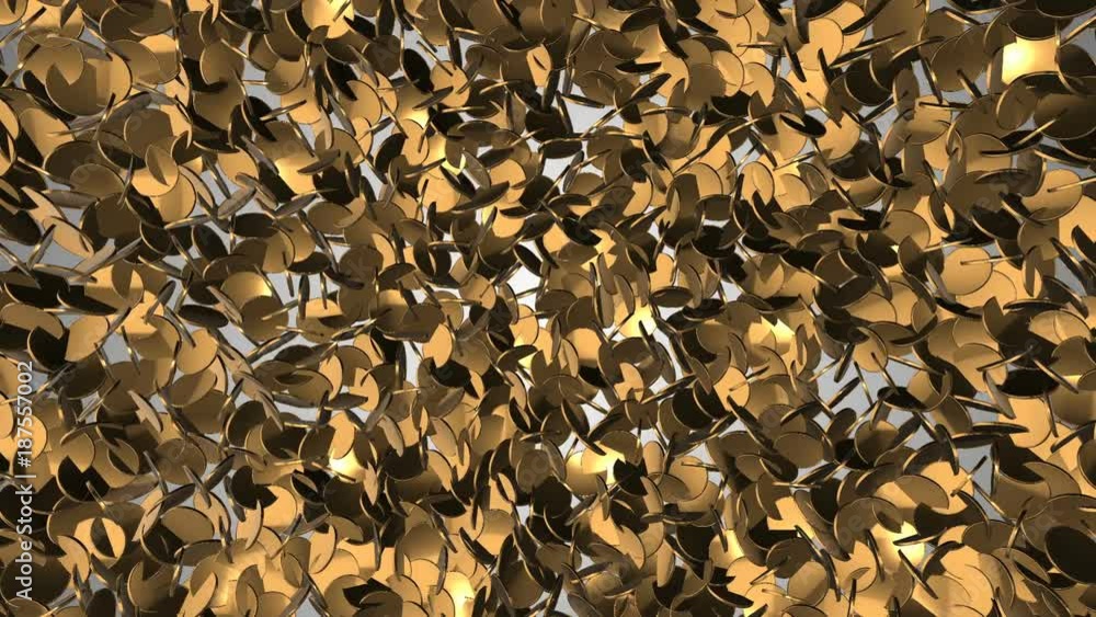 Poster an endless stream of falling gold coins. large volume. business background. seamless loop.