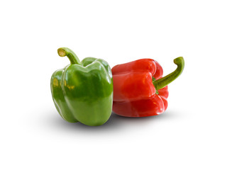 Green Bell pepper and Red Bell pepper isolated on white background