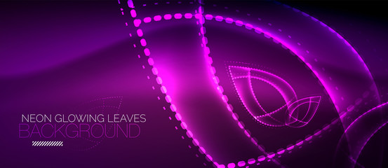Neon leaf background, green energy concept