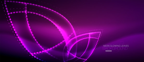 Neon leaf background, green energy concept